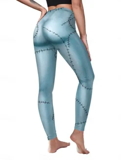 Women's Tights Leggings Anti Chafing Shorts Punk Casual Full Length High WaistPantsHalloween Graphic Printing High Cut Comfort Breathable High Elasticity Daily Holiday Festival Black Royal Blue Blue