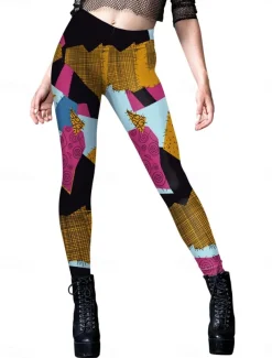 Women's Tights Leggings Anti Chafing Shorts Punk Casual Full Length High WaistPantsHalloween Graphic Printing High Cut Comfort Breathable High Elasticity Daily Holiday Festival Black Royal Blue Blue