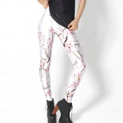 Women's Tights Leggings Black / White Green Blue Mid Waist Casual / Sporty Athleisure Weekend Yoga Print Stretchy Ankle-Length Comfort Galaxy One-Size / Skinny