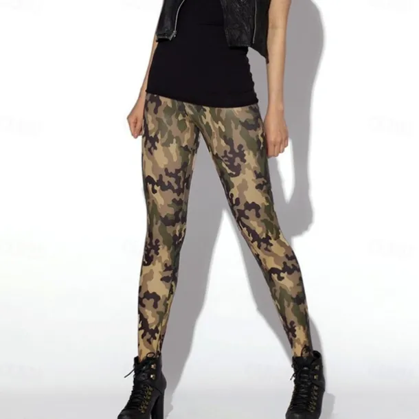 Women's Tights Leggings Black / White Green Blue Mid Waist Casual / Sporty Athleisure Weekend Yoga Print Stretchy Ankle-Length Comfort Galaxy One-Size / Skinny