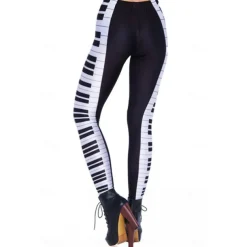 Women's Tights Leggings Black / White Green Blue Mid Waist Casual / Sporty Athleisure Weekend Yoga Print Stretchy Ankle-Length Comfort Galaxy One-Size / Skinny