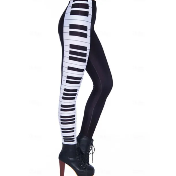 Women's Tights Leggings Black / White Green Blue Mid Waist Casual / Sporty Athleisure Weekend Yoga Print Stretchy Ankle-Length Comfort Galaxy One-Size / Skinny