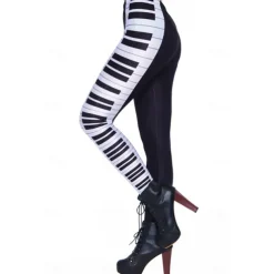 Women's Tights Leggings Black / White Green Blue Mid Waist Casual / Sporty Athleisure Weekend Yoga Print Stretchy Ankle-Length Comfort Galaxy One-Size / Skinny