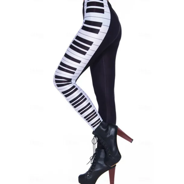 Women's Tights Leggings Black / White Green Blue Mid Waist Casual / Sporty Athleisure Weekend Yoga Print Stretchy Ankle-Length Comfort Galaxy One-Size / Skinny