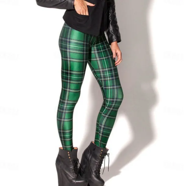 Women's Tights Leggings Black / White Green Blue Mid Waist Casual / Sporty Athleisure Weekend Yoga Print Stretchy Ankle-Length Comfort Galaxy One-Size / Skinny