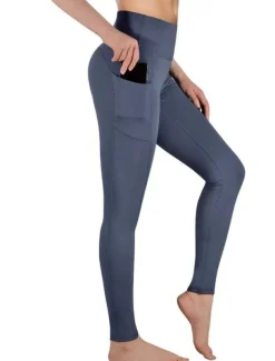 Women's Tights Leggings Dark Gray Navy Blue Black Mid Waist Basic Sports Yoga Fitness Gym Micro-elastic Ankle-Length Tummy Control Solid Colored XS S M L XL / Plus Size / Skinny