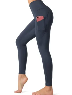 Women's Tights Leggings Dark Gray Navy Blue Black Mid Waist Basic Sports Yoga Fitness Gym Micro-elastic Ankle-Length Tummy Control Solid Colored XS S M L XL / Plus Size / Skinny