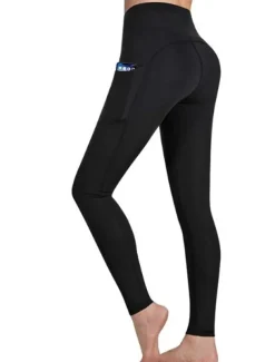 Women's Tights Leggings Dark Gray Navy Blue Black Mid Waist Basic Sports Yoga Fitness Gym Micro-elastic Ankle-Length Tummy Control Solid Colored XS S M L XL / Plus Size / Skinny