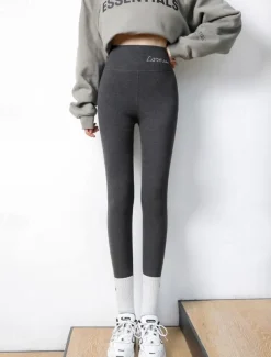 Women's Tights Leggings Plain High Waist Ankle-Length Nude