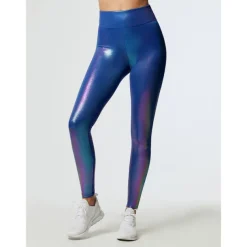 Women's Tights Leggings PU Blue White High Waist Stylish Hip-Hop Club Fitness Sequins Stretchy Full Length Comfort Sparkly S M L XL / Skinny