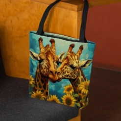 Women's Tote Shoulder Bag Canvas Tote Bag Polyester Shopping Holiday Beach Print Large Capacity Foldable Lightweight Giraffe Yellow Blue