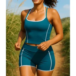 Women's Tracksuit 2 Piece Athletic Sleeveless High Waist Breathable Quick Dry Quick-drying Sportswear Activewear Solid Colored Black Blue