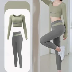 Women's Tracksuit Activewear Set 2 Piece Casual Long Sleeve High Waist Breathable Soft Fitness Gym Workout Running Sportswear Activewear Solid Colored Black Light Green Blue