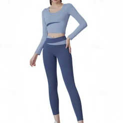 Women's Tracksuit Activewear Set 2 Piece Casual Long Sleeve High Waist Breathable Soft Fitness Gym Workout Running Sportswear Activewear Solid Colored Black Light Green Blue