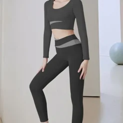 Women's Tracksuit Activewear Set 2 Piece Casual Long Sleeve High Waist Breathable Soft Fitness Gym Workout Running Sportswear Activewear Solid Colored Black Light Green Blue