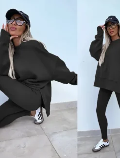 Women's Tracksuits Sets Pure Color Fashion Comfort Daily Gyms Cotton Blend Breathable Crew Neck Long Sleeve Hoodie Pant Spring Fall Home Outfits