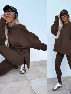 Women's Tracksuits Sets Pure Color Fashion Comfort Daily Gyms Cotton Blend Breathable Crew Neck Long Sleeve Hoodie Pant Spring Fall Home Outfits