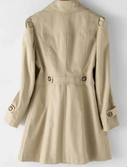 Women's Trench Coat Comfortable Breathable Zipper Pocket Casual Plain Vacation Street Casual Daily Wear Single Breasted Long Notch Lapel Regular Fit Long Sleeve Outerwear Black Pink Khaki Spring Fall