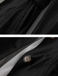 Women's Trench Coat Comfortable Breathable Zipper Pocket Casual Plain Vacation Street Casual Daily Wear Single Breasted Long Notch Lapel Regular Fit Long Sleeve Outerwear Black Pink Khaki Spring Fall