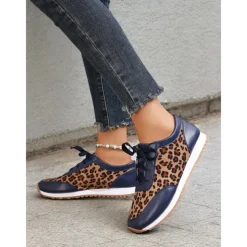 Women's Trendy Leopard Print Sneakers with Black Accents | Perfect for Casual Wear