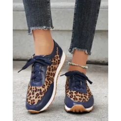 Women's Trendy Leopard Print Sneakers with Black Accents | Perfect for Casual Wear