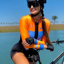 Women's Triathlon Tri Suit Short Sleeve Mountain Bike MTB Road Bike Cycling White Black Green Bike Clothing Suit Breathable Quick Dry Back Pocket Sweat wicking Polyester Sports Patterned Clothing