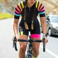 Women's Triathlon Tri Suit Short Sleeve Mountain Bike MTB Road Bike Cycling Black Green Pink Green Patchwork Bike Clothing Suit Breathable Quick Dry Sweat wicking Spandex Lycra Sports Patchwork