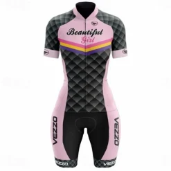 Women's Triathlon Tri Suit Short Sleeve Triathlon Pink+White Blue + Red + Black Black Graphic Bike Lycra Sports Graphic Clothing Apparel