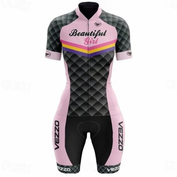 Women's Triathlon Tri Suit Short Sleeve Triathlon Pink+White Blue + Red + Black Black Graphic Bike Lycra Sports Graphic Clothing Apparel