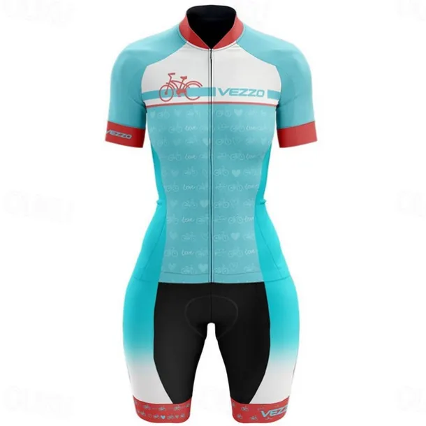 Women's Triathlon Tri Suit Short Sleeve Triathlon Pink+White Blue + Red + Black Black Graphic Bike Lycra Sports Graphic Clothing Apparel