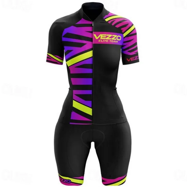 Women's Triathlon Tri Suit Short Sleeve Triathlon Pink+White Blue + Red + Black Black Graphic Bike Lycra Sports Graphic Clothing Apparel