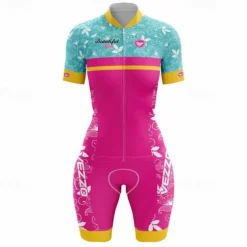 Women's Triathlon Tri Suit Short Sleeve Triathlon Pink+White Blue + Red + Black Black Graphic Bike Lycra Sports Graphic Clothing Apparel