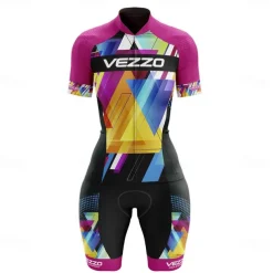Women's Triathlon Tri Suit Short Sleeve Triathlon Pink+White Blue + Red + Black Black Graphic Bike Lycra Sports Graphic Clothing Apparel