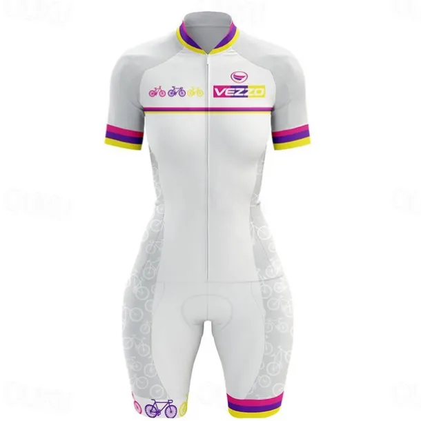 Women's Triathlon Tri Suit Short Sleeve Triathlon Pink+White Blue + Red + Black Black Graphic Bike Lycra Sports Graphic Clothing Apparel