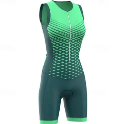 Women's Triathlon Tri Suit Sleeveless Mountain Bike MTB Road Bike Cycling Dark Pink Yellow Pink Graphic Bike Breathable Quick Dry Spandex Sports Graphic Geometric Clothing Apparel