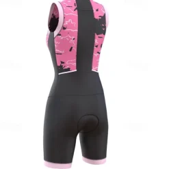 Women's Triathlon Tri Suit Sleeveless Mountain Bike MTB Road Bike Cycling Dark Pink Yellow Pink Graphic Bike Breathable Quick Dry Spandex Sports Graphic Geometric Clothing Apparel