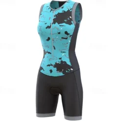 Women's Triathlon Tri Suit Sleeveless Mountain Bike MTB Road Bike Cycling Dark Pink Yellow Pink Graphic Bike Breathable Quick Dry Spandex Sports Graphic Geometric Clothing Apparel