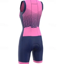 Women's Triathlon Tri Suit Sleeveless Mountain Bike MTB Road Bike Cycling Dark Pink Yellow Pink Graphic Bike Breathable Quick Dry Spandex Sports Graphic Geometric Clothing Apparel