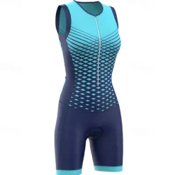 Women's Triathlon Tri Suit Sleeveless Mountain Bike MTB Road Bike Cycling Dark Pink Yellow Pink Graphic Bike Breathable Quick Dry Spandex Sports Graphic Geometric Clothing Apparel