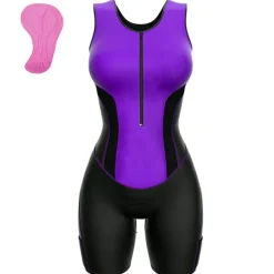 Women's Triathlon Tri Suit Sleeveless Mountain Bike MTB Road Bike Cycling Forest Green Black Pink Bike UV Resistant Breathable Quick Dry Spandex Sports Solid Color Patterned Geometic Clothing Apparel