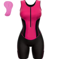 Women's Triathlon Tri Suit Sleeveless Mountain Bike MTB Road Bike Cycling Forest Green Black Pink Bike UV Resistant Breathable Quick Dry Spandex Sports Solid Color Patterned Geometic Clothing Apparel