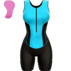 Women's Triathlon Tri Suit Sleeveless Mountain Bike MTB Road Bike Cycling Forest Green Black Pink Bike UV Resistant Breathable Quick Dry Spandex Sports Solid Color Patterned Geometic Clothing Apparel