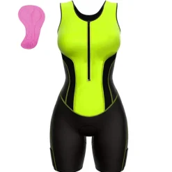 Women's Triathlon Tri Suit Sleeveless Mountain Bike MTB Road Bike Cycling Forest Green Black Pink Bike UV Resistant Breathable Quick Dry Spandex Sports Solid Color Patterned Geometic Clothing Apparel