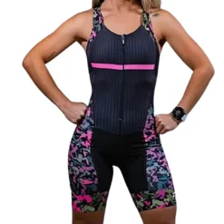 Women's Triathlon Tri Suit Sleeveless Mountain Bike MTB Road Bike Cycling White Black Red Patchwork Bike Clothing Suit Breathable Quick Dry Back Pocket Sweat wicking Spandex Sports Patchwork