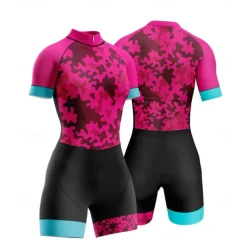 Women's Triathlon Tri Suit Short Sleeve Triathlon Silver Dark Grey Forest Green Graphic Bike Lycra Sports Graphic Clothing Apparel