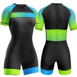 Women's Triathlon Tri Suit Short Sleeve Triathlon Silver Dark Grey Forest Green Graphic Bike Lycra Sports Graphic Clothing Apparel