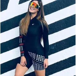 Women's Triathlon Tri Suit Long Sleeve Mountain Bike MTB Road Bike Cycling Violet Pink+White Camouflage Blue Bike Breathable Quick Dry Sports Clothing Apparel