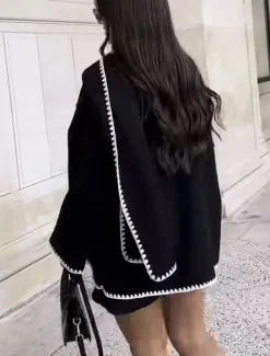 Women's Tunic Dressy Tops Bohemia Long Sleeve Crew Neck Black White Spring Fall Winter