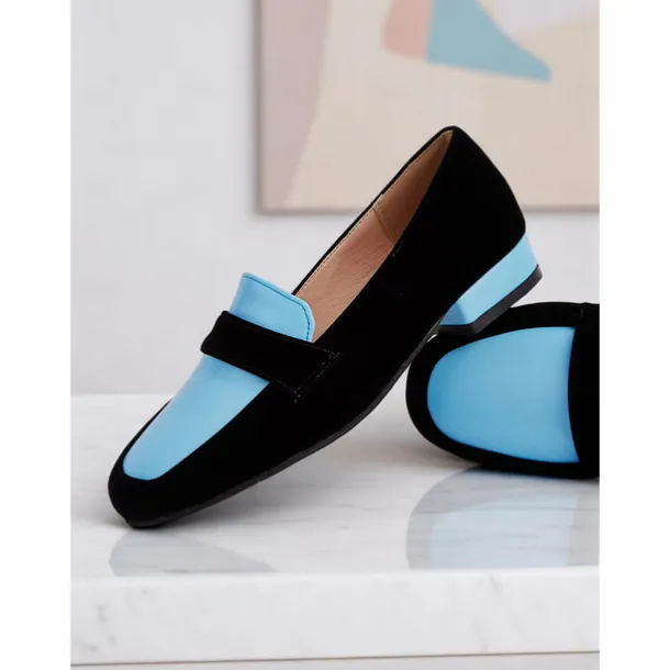 Women's Two-Tone Loafers – Blue and Black Slip-On Flats for Office Commute, Smart Casual and Daily Wear