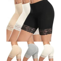 Women's Underwear Shorts Leggings Modal Lace Solid Colored Short Nude Home Outfits